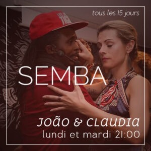 cours de semba débutants et intermédiaire, les lundis et mardis à 21h